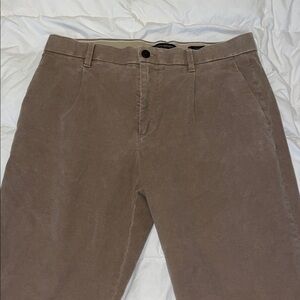 Men's Brushed Brown Tan Pleated Pants